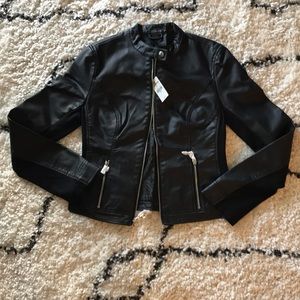 Express black vegan leather zip up jacket